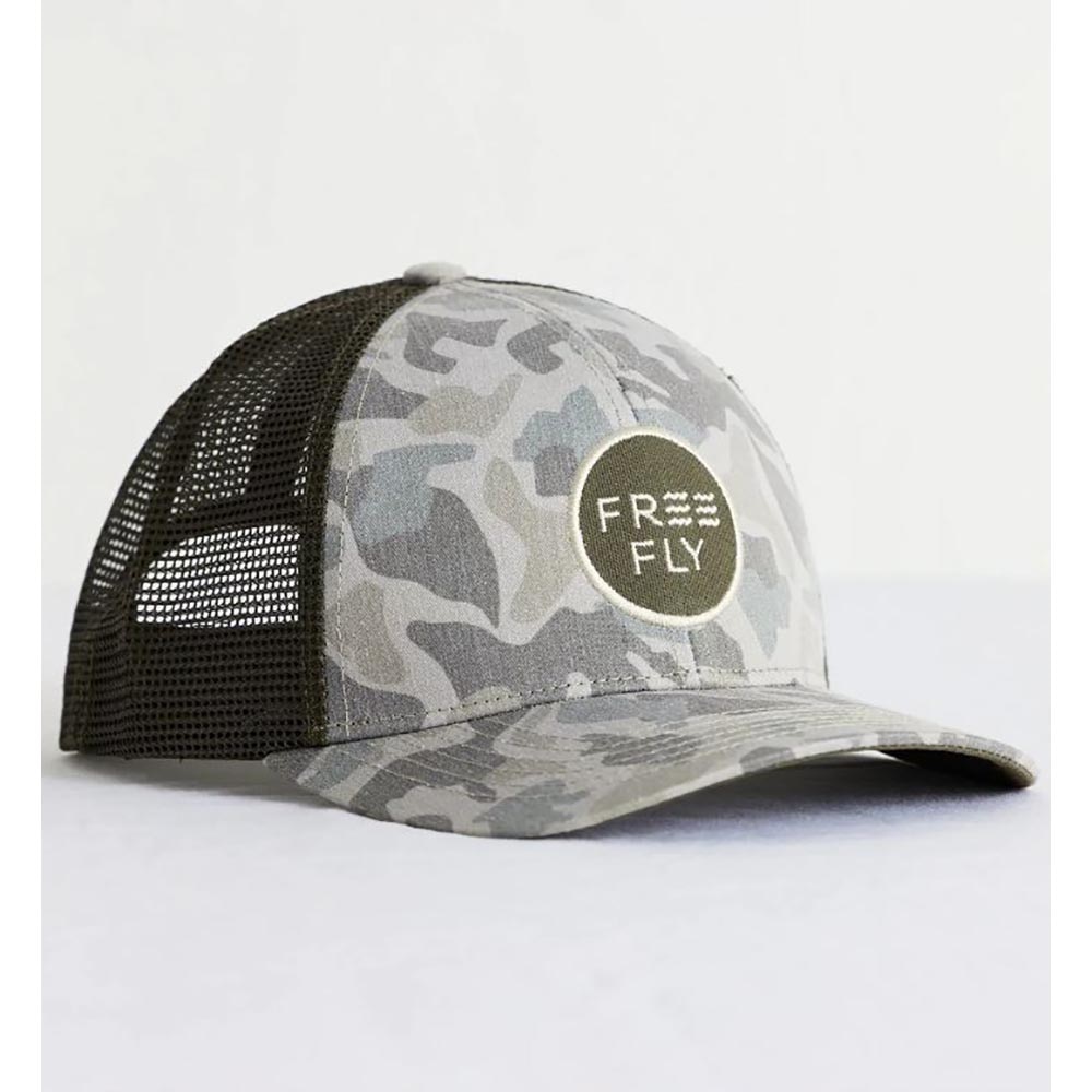 Free Fly Camo Trucker Hat in Barrier Island Camo